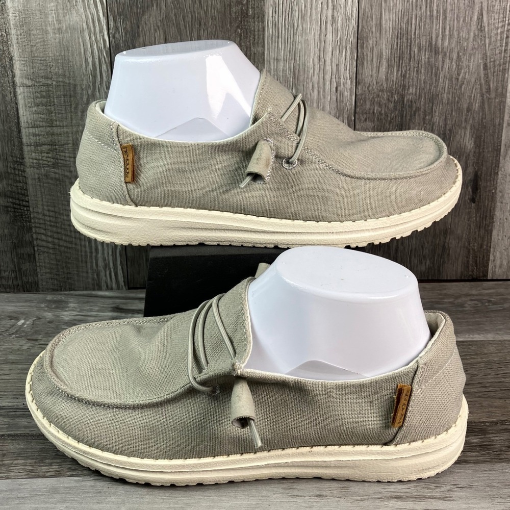 Hey Dude Wendy Chambray Light Grey Slip On Loafer Shoes Womens 7 121413058